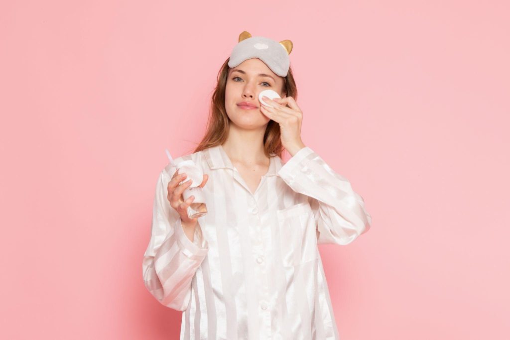 skincare products at night